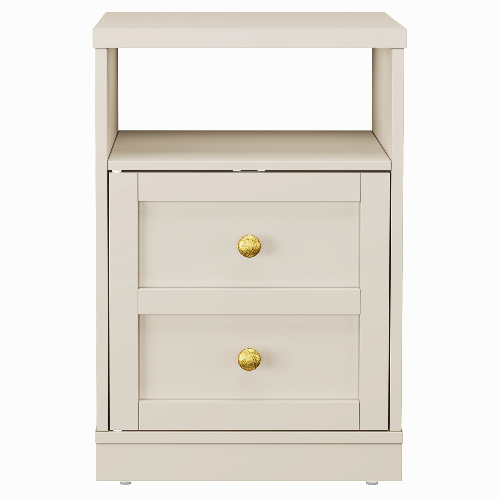Modern Nightstand with Door & Open Shelf