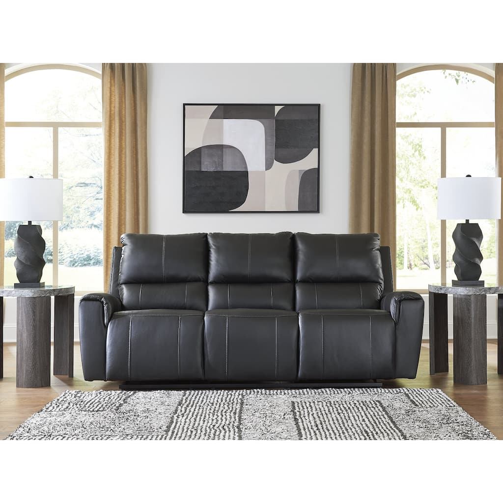 Signature Design by Ashley Glassmere Black Reclining Sofa - 84" W x 40" D x 40" H