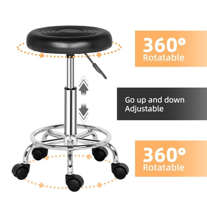 Round Stool with Lines Rotation Bar Stool Black/White