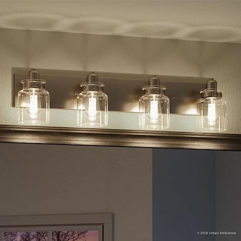 Industrial Brushed Nickel Bathroom Vanity Light - 8-5/8"H x 30-1/4"W x 6-7/8"Dep