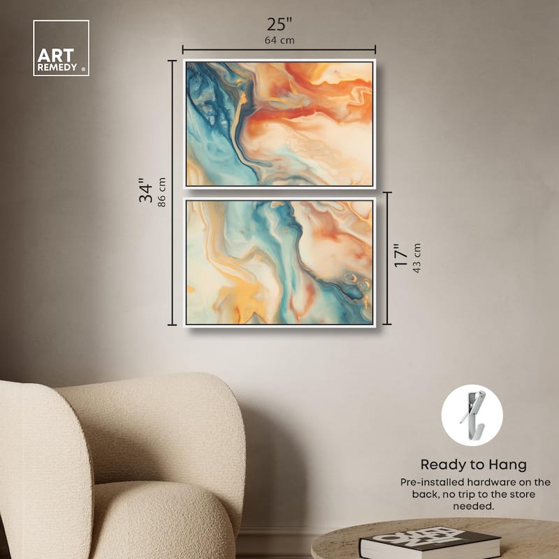 Marbled Sunrise II Canvas Set of 2 by Art Remedy