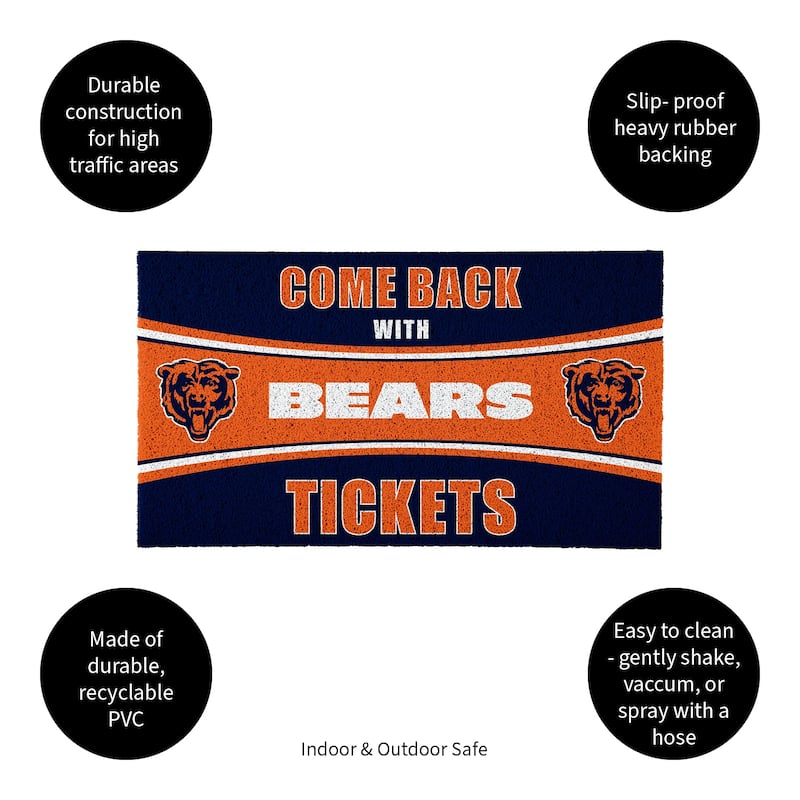 Chicago Bears 28 in. x 16 in. PVC "Come Back With Tickets" Trapper Door Mat