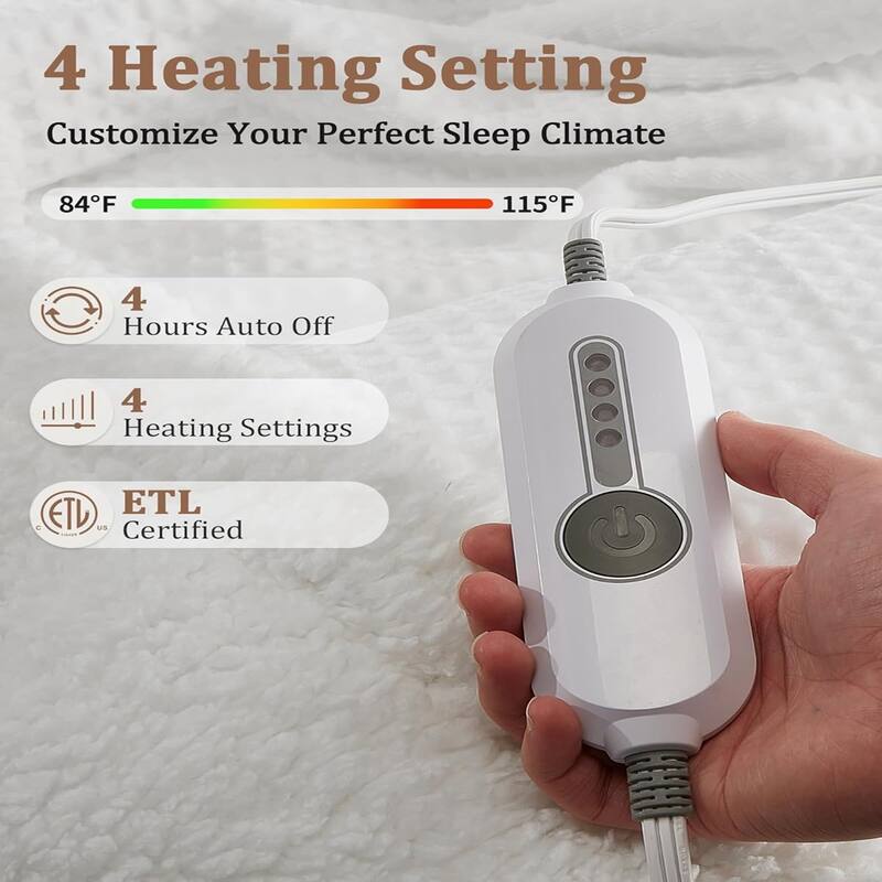 Waffle Heated Blanket Electric Throw White