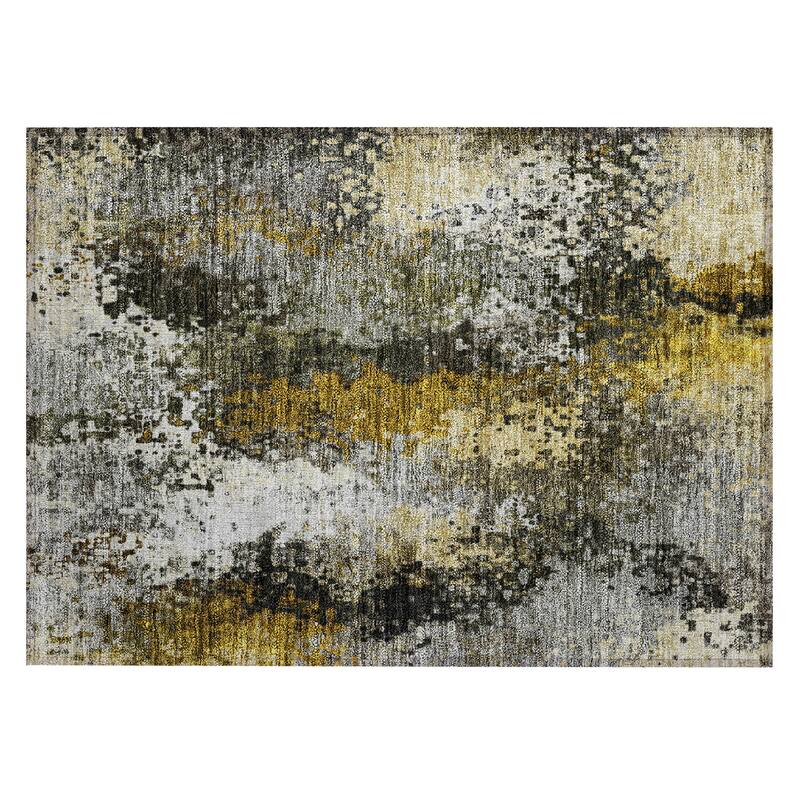 Machine Washable Indoor/ Outdoor Contemporary Abstract Chantille Rug