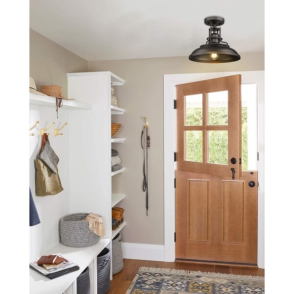 Hallway Farmhouse Ceiling Light Fixture Black Semi Flush Mount Light Fixture Oil Rubbed Bronze CL 224