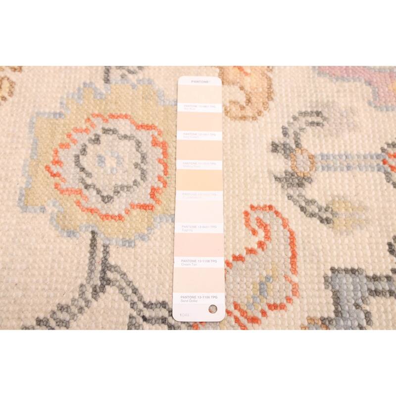 ECARPETGALLERY Hand-knotted Modern Oushak Ivory Wool Rug - 2'6 x 8'0