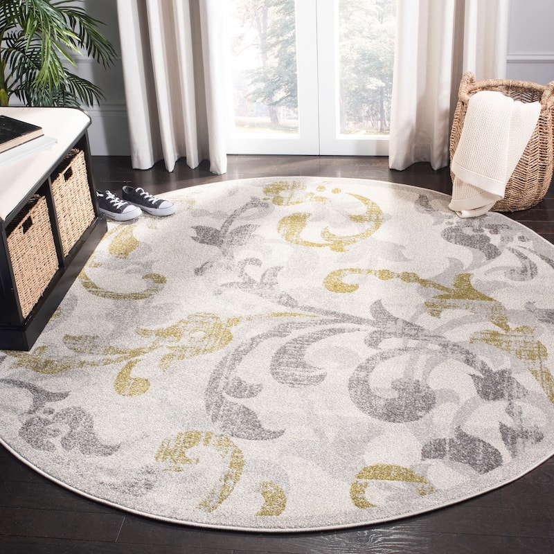 SAFAVIEH Amherst Mujesira Modern Rug - 7' Round - Ivory/Light Grey