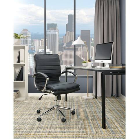 Faux Leather Chair/ Chrome Base Mid-back Professional Managers Chair w/ Removable Sleeves
