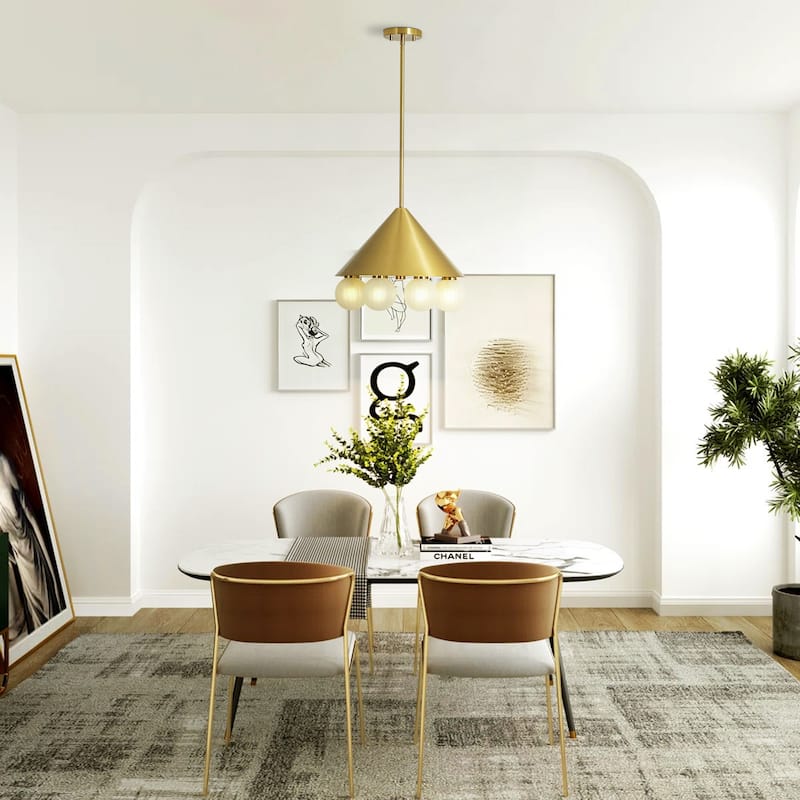 8-Light Modern Metal & Glass Pendant with Sanded Striped Glass Balls for Living Room - 8 Light