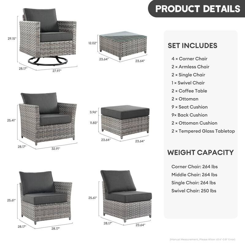 XIZZI 13-piece Outdoor Patio Furniture Conversation Set