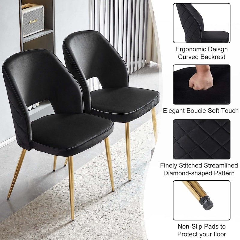 Velvet Dining Chairs with Metal Legs,Set of 4
