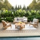 preview thumbnail 1 of 10, Cambridge Casual Robin 4-piece Teak Wood Patio Conversation Set Natural Teak/Oyster Cushion