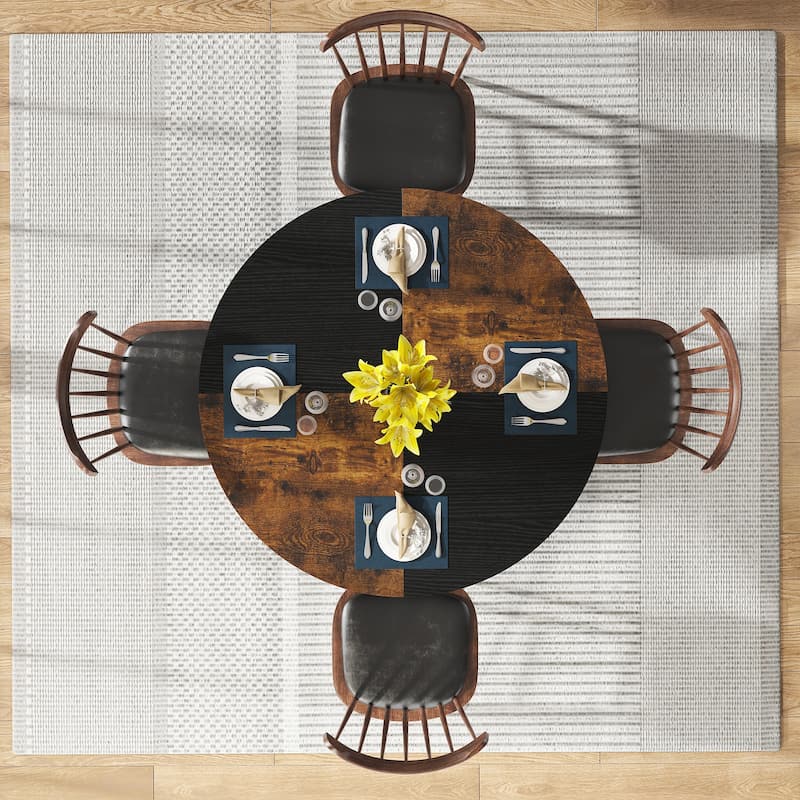 Round Dining Table with Storage Shelves for Kitchen Dining Room