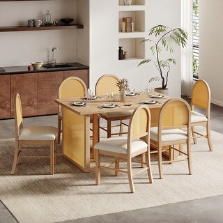 7-Piece Farmhouse Dining Table Set for 6 – 59.8" Rectangular Table with ...