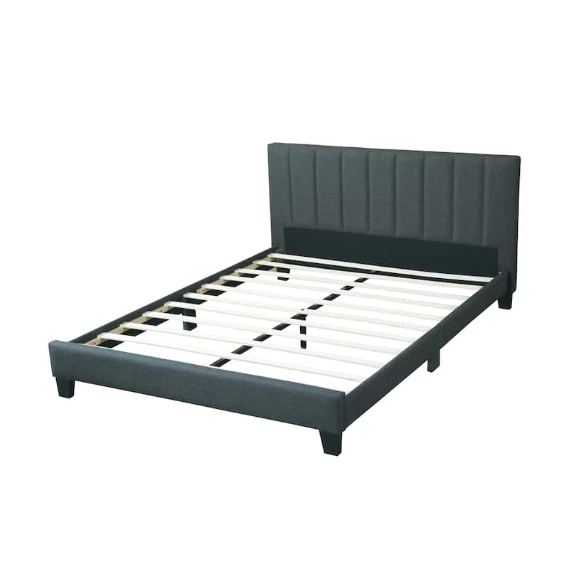 Gorgeous 1pc Eastern King Size Bed Charcoal Polyfiber Platform Bedframe Slats Bedroom Furniture