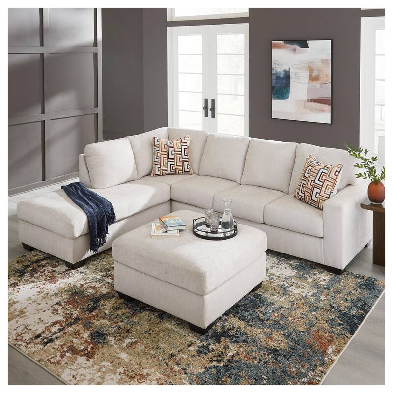 Signature Design by Ashley Aviemore 2-Piece Sectional with Chaise - 110"W x 90"D x 37"H - Left Facing - Light Beige
