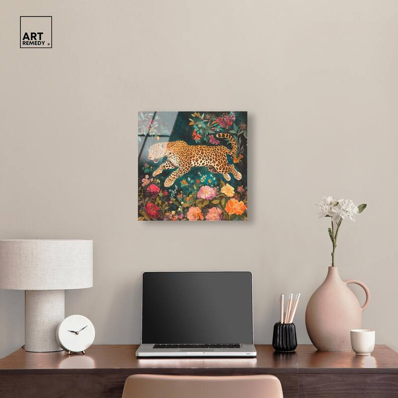 Tigers and Blooms Acrylic by Art Remedy, Ready to Hang