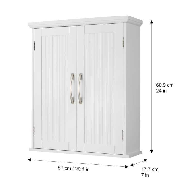 Teamson Home Newport Removable Two-Door Wall Cabinet - 20.0" L x 7.01" W x 24.02" H