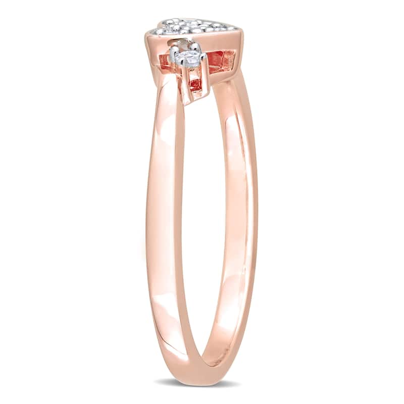 Miadora 1/10ct TDW Diamond Heart Ring in Rose Silver
