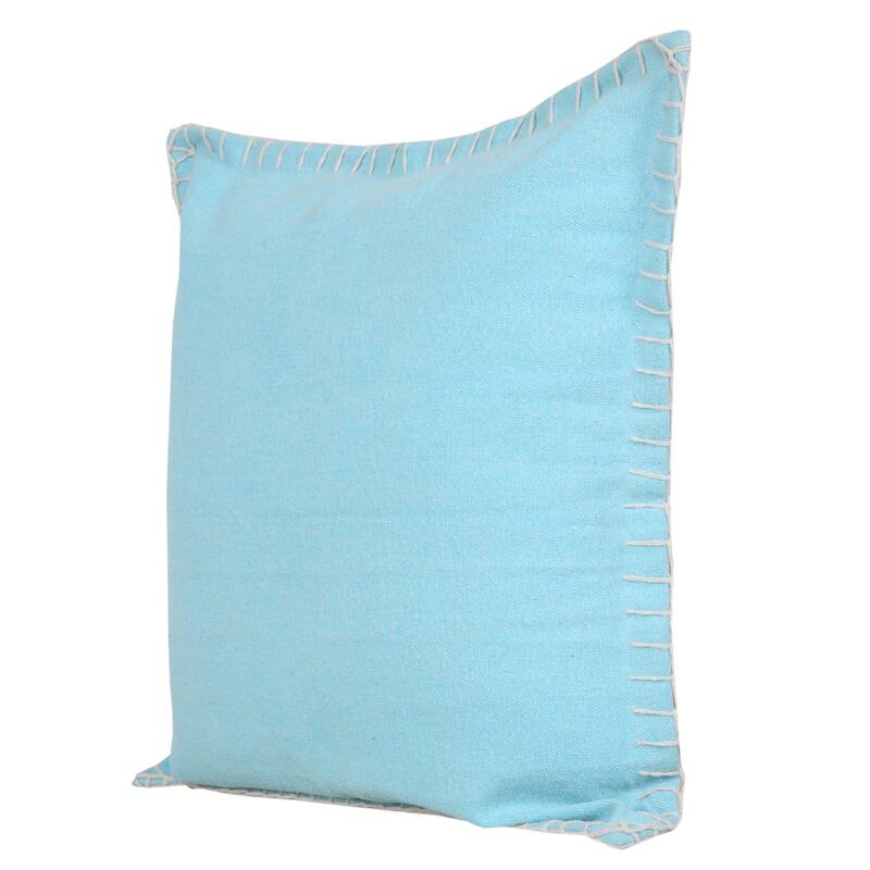 HomeRoots 20" X 20" Bright Blue 100% Cotton Zippered Pillow