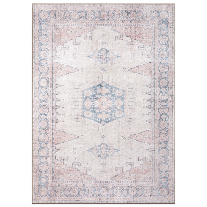 World Rug Gallery Vintage Bohemian Machine Washable Non Slip Area Rug