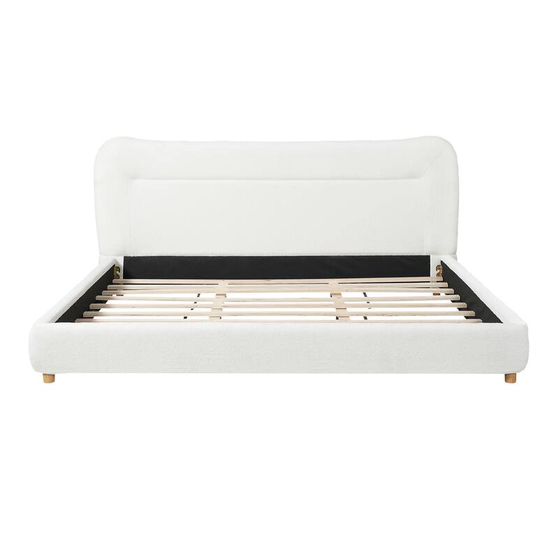 Christopher Knight Home-Upholstered Bed Frame with Curved Headboard