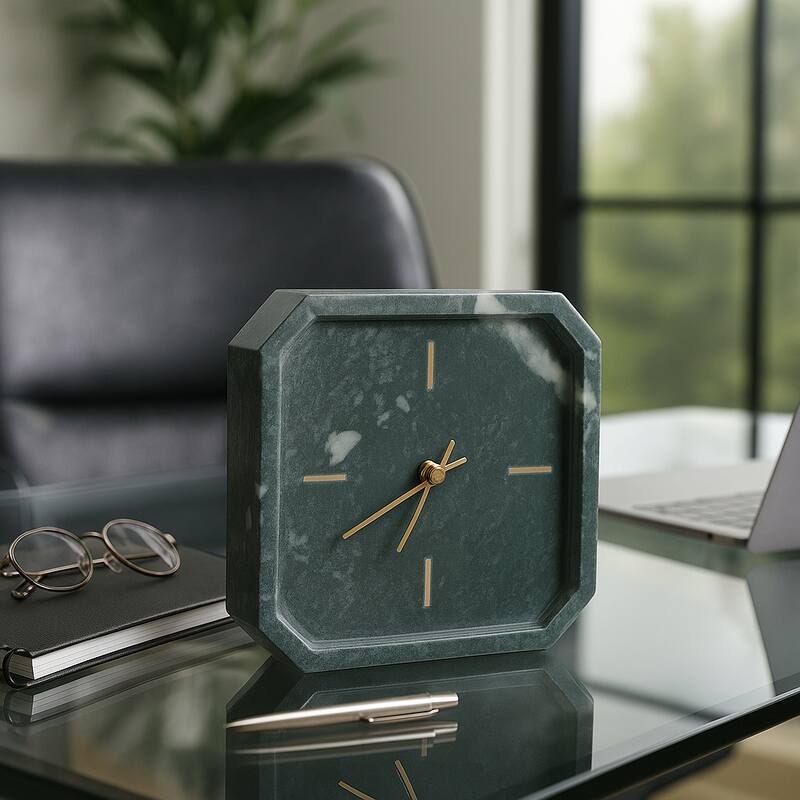 Modern Glam Marble & Stone Clock for Home Decor