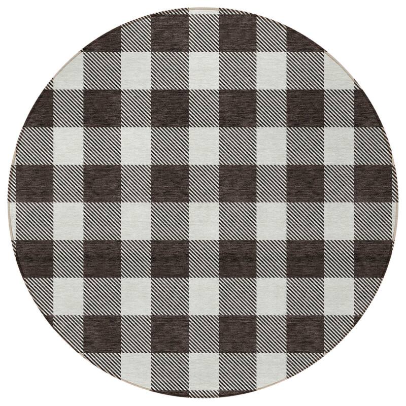 HomeRoots Plaid Transitional Rectangle Outdoor Rug