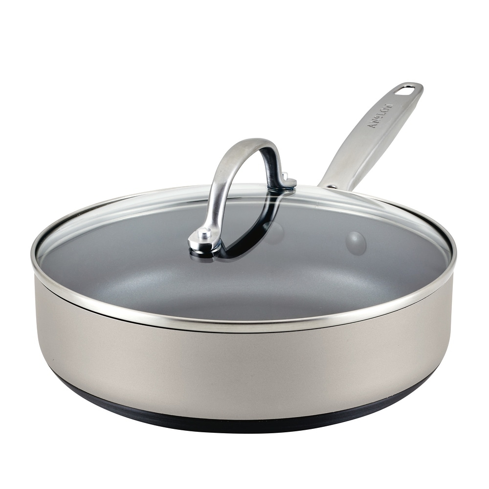 Rachael Ray 4qt Hard Anodized Nonstick Saucier Saucepan With Helper Handle  And Lid Gray : Target