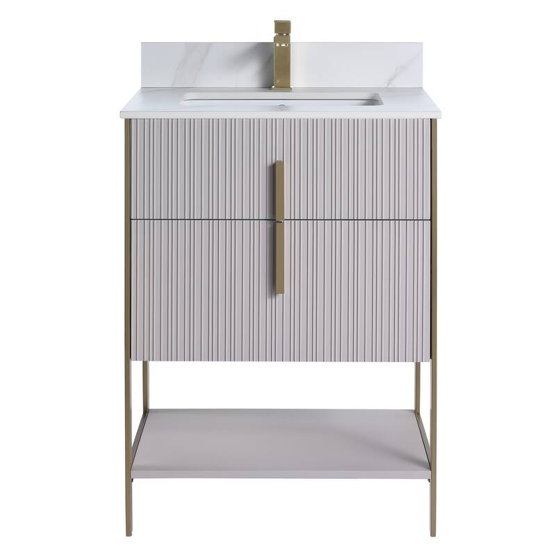 Fine Fixtures Serenity Modern Bathroom Vanity with White Carrara Stone Top