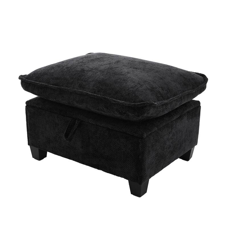 Chenille U-shape Sectional Sofa with Chaise and Storage Ottoman, Modular Couch with USB/Type-C Ports, Side Pockets, Phone Holder