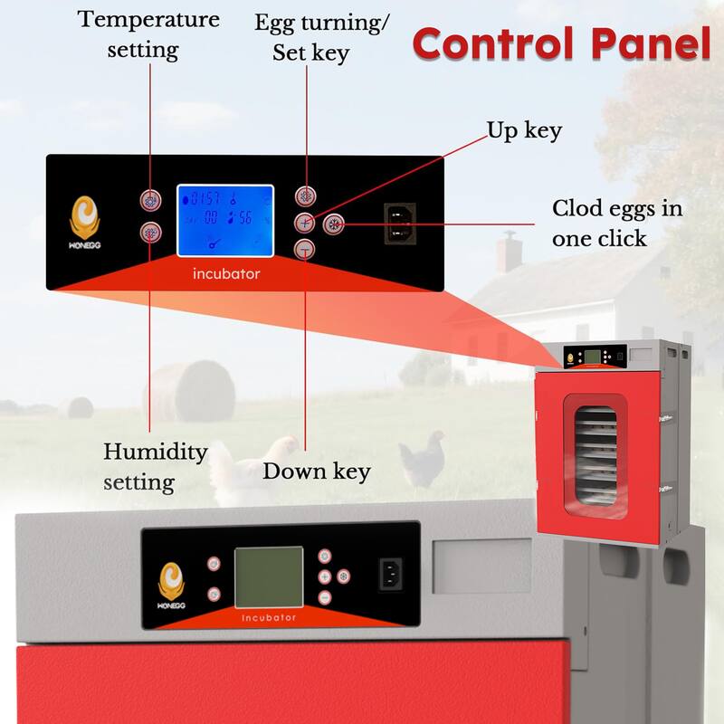 Roomfitters Egg Commercial Incubator, Automatic Digital Hatcher with Turner for Poultry Chicken Duck, Red
