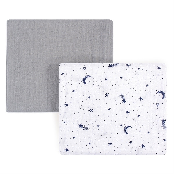 slide 1 of 1, Yoga Sprout Baby Boy Cotton Muslin Swaddle Blankets, Moon, One Size - Moon - One Size One Size - Moon