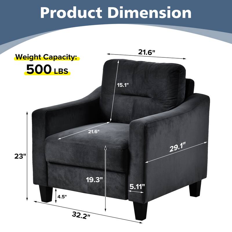 Comfortable Velvet Black Sectional Couch for Small Spaces