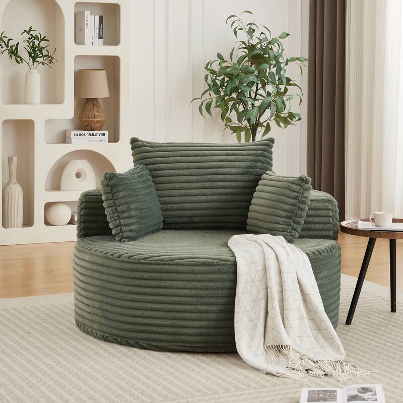 Corduroy Sponge single sofa,No Assembly Required,Fluffy Modern Sleeper Chair for Living room, Bedroom