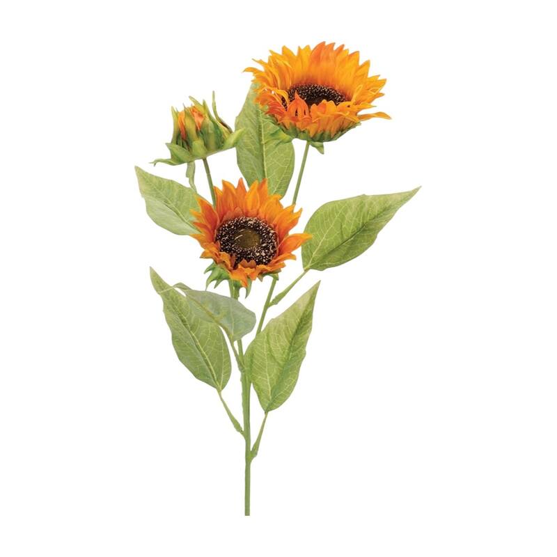 HomeRoots Set of Twelve Yellow And Green Fall Sunflower Wreath Sprays