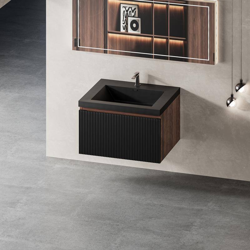 ABRUZZO Floating Vanity with Integrated Top Sink Soft-Close Wall-Mount Bathroom Cabinet
