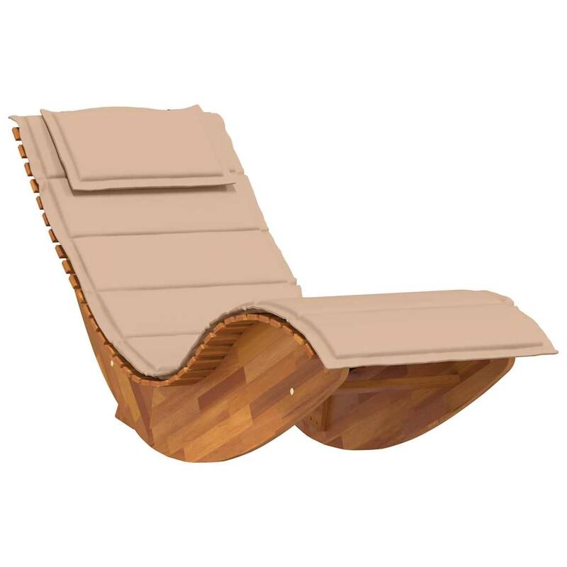 vidaXL Rocking Sun Lounger with Cushion Solid Wood Acacia - 60.6 x 23.6 x 29.1