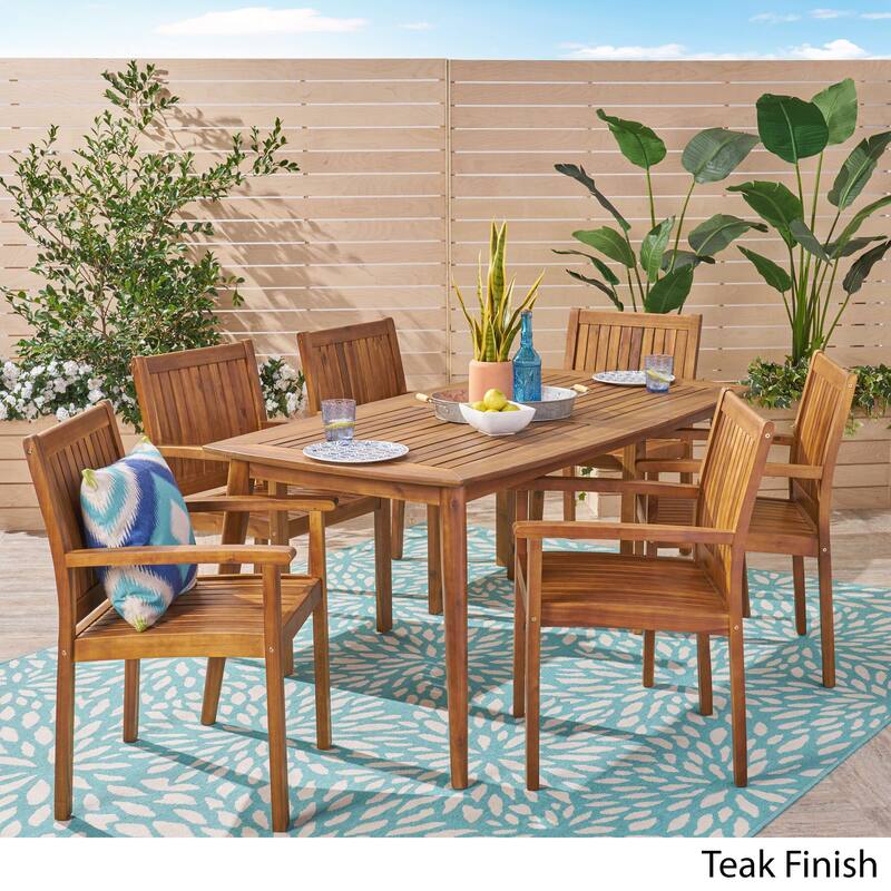Karen Outdoor 7 Piece Acacia Dining Set by Christopher Knight Home