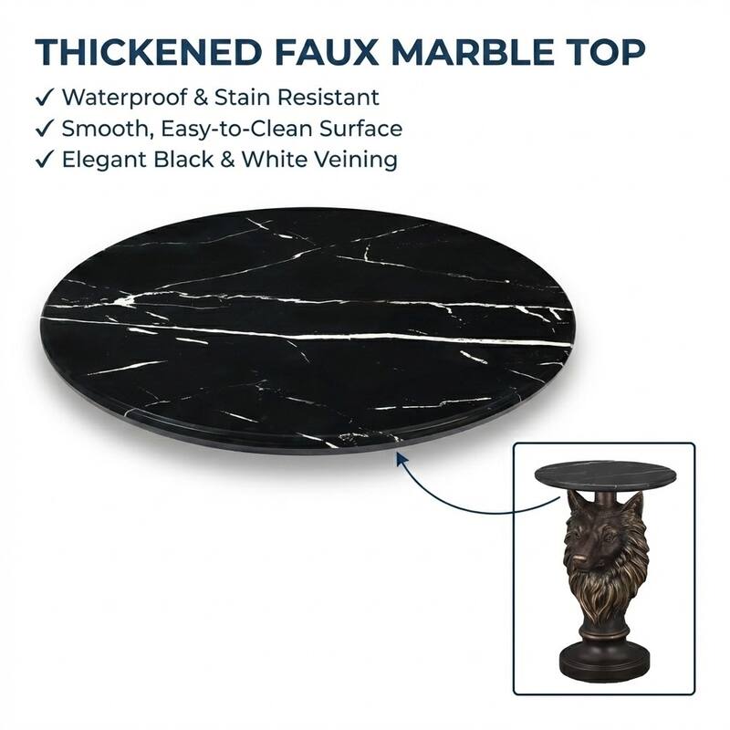 Wolf Head Accent Table Animal Statue End Tables Livingroom