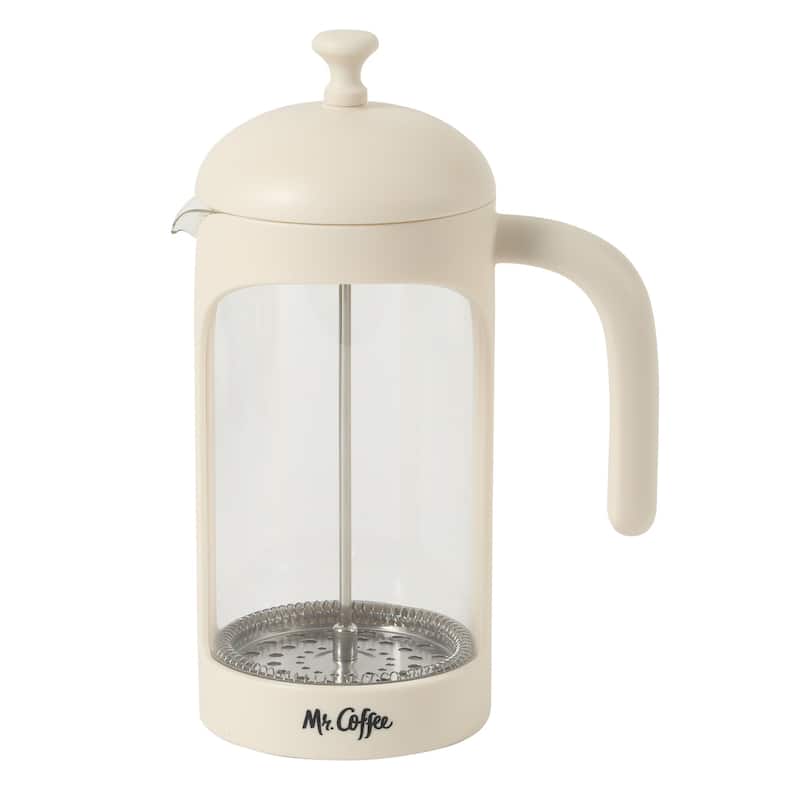 Mr. Coffee French Press Coffee Maker, 31 oz Borasilicate Glass & Frame and Plunger, Includes Coffee Scoop