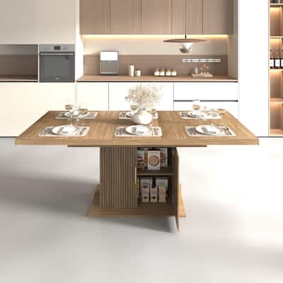 Expandable Dining Table With Storage Modern Minimalist Dining Table For 6-10 People