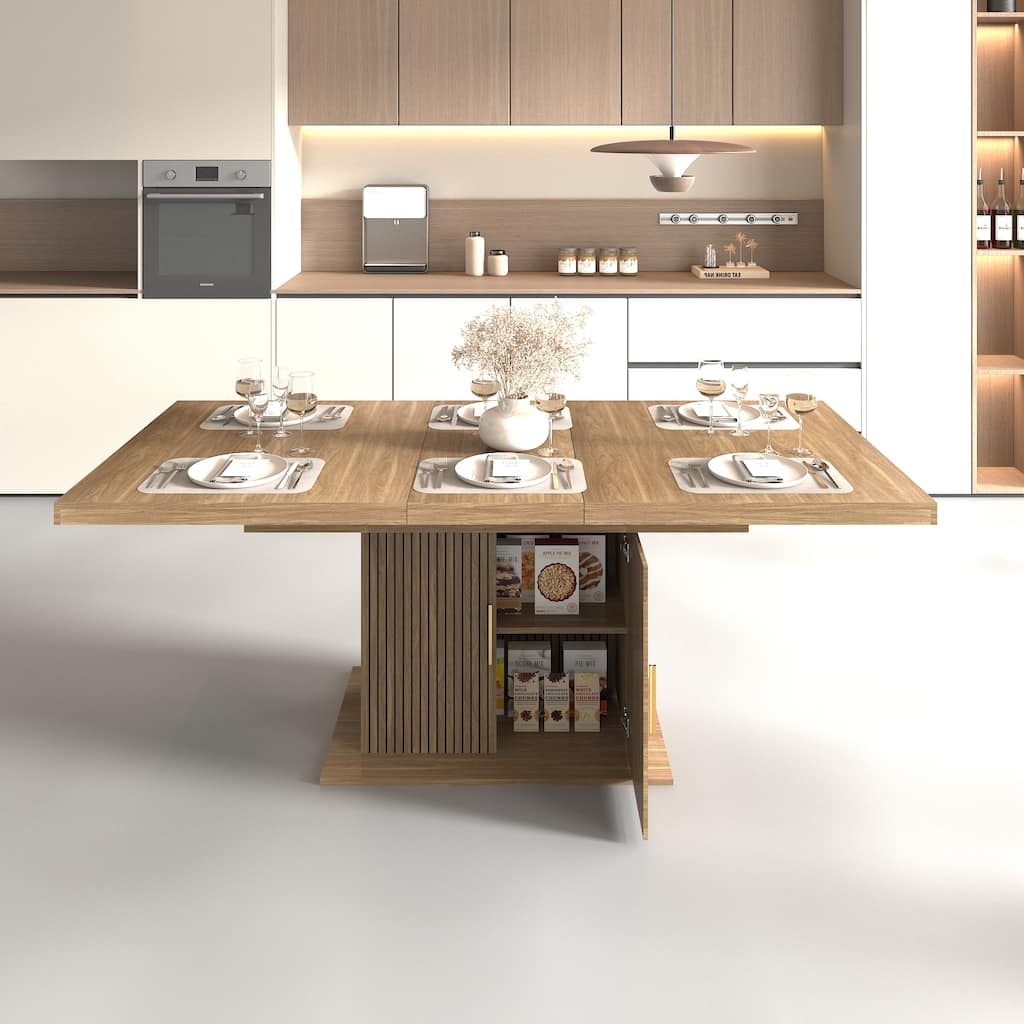 Expandable Dining Table With Storage Modern Minimalist Dining Table For 6-10 People