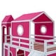 preview thumbnail 13 of 27, Playhouse Twin Size Loft Bed with Slide Pink Tent and Tower