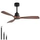preview thumbnail 31 of 86, Sofucor 48/52 Inch Ceiling Fan with Light, Solid Wood Blades for Living Room, Bedroom,Smart Optional 48"-Remote Control-Non-light - Black with Walnut Blades