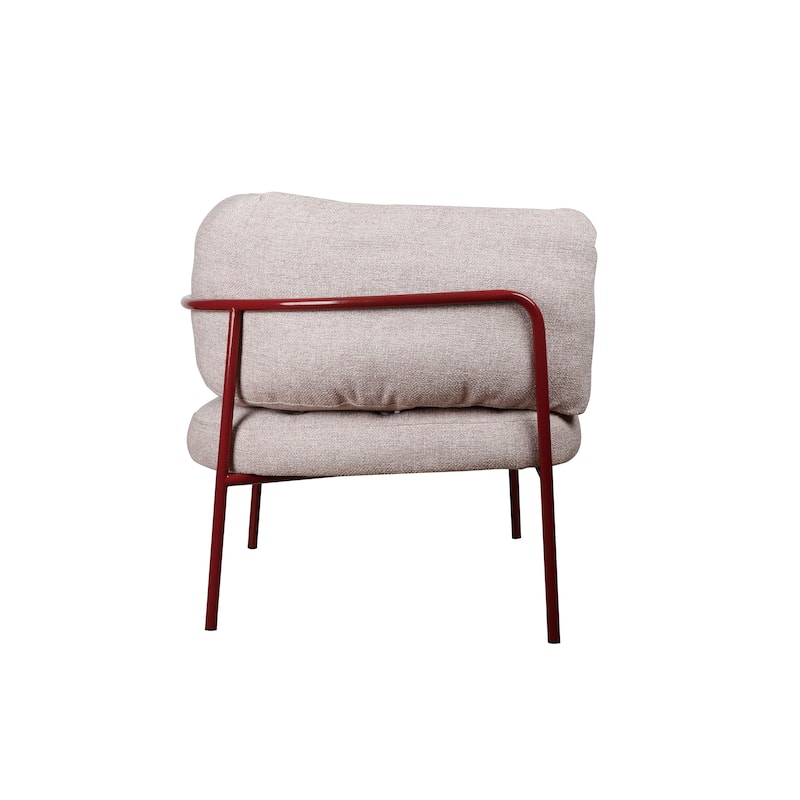 Cotton Slub Fabric Upholstered Chair with Powder Coated Metal Legs and Lumbar Pillow - 31.13"L x 34.63"W x 30.75"H
