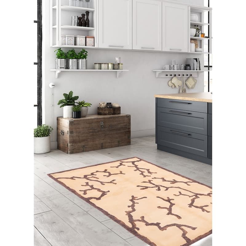 ECARPETGALLERY Hand-knotted Opulence Beige Wool Rug - 5'1 x 7'6