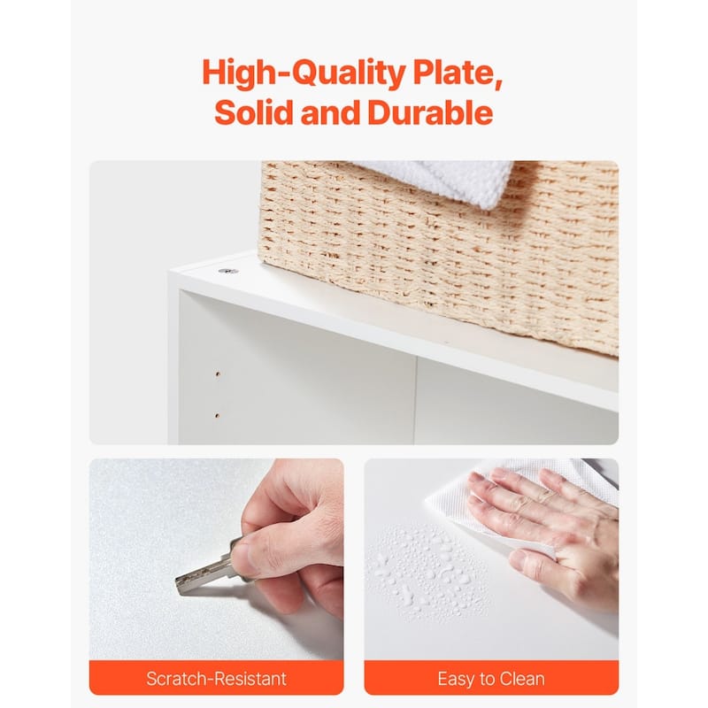 White Wall Cabinet with Adjustable Shelves and 2-Door Laundry Room Storage for Bathroom or Kitchen - 16" x 36" x 24"