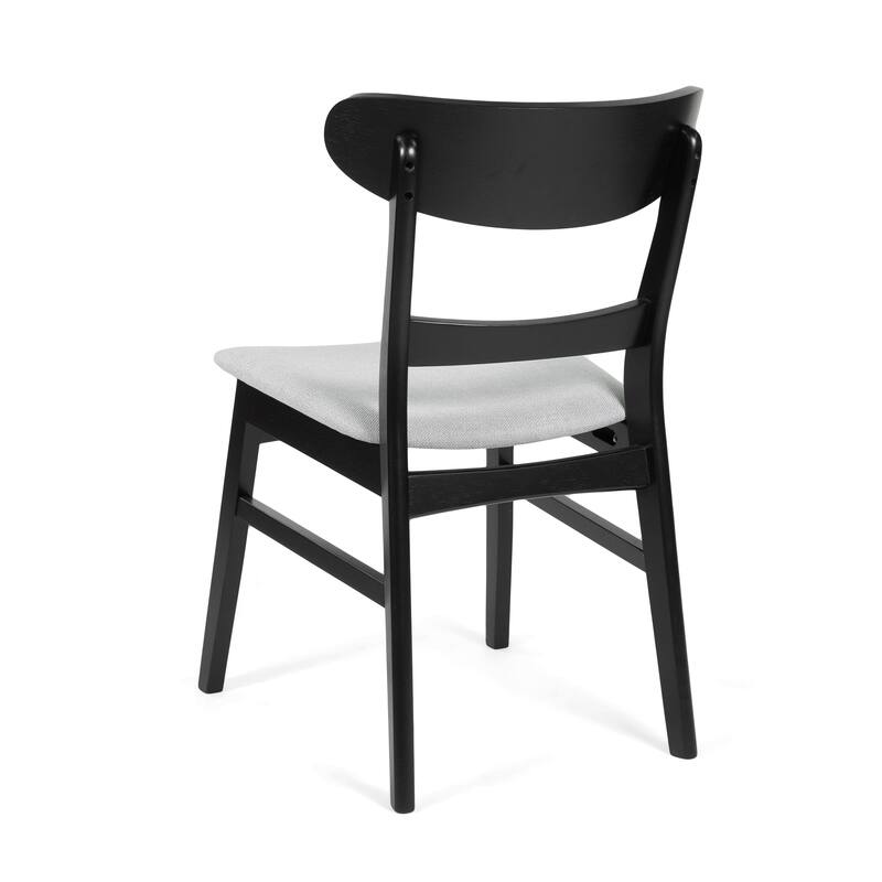 Cole Dining Chair Set of 2, Curved Open Back, Gray Padded Seat, Black