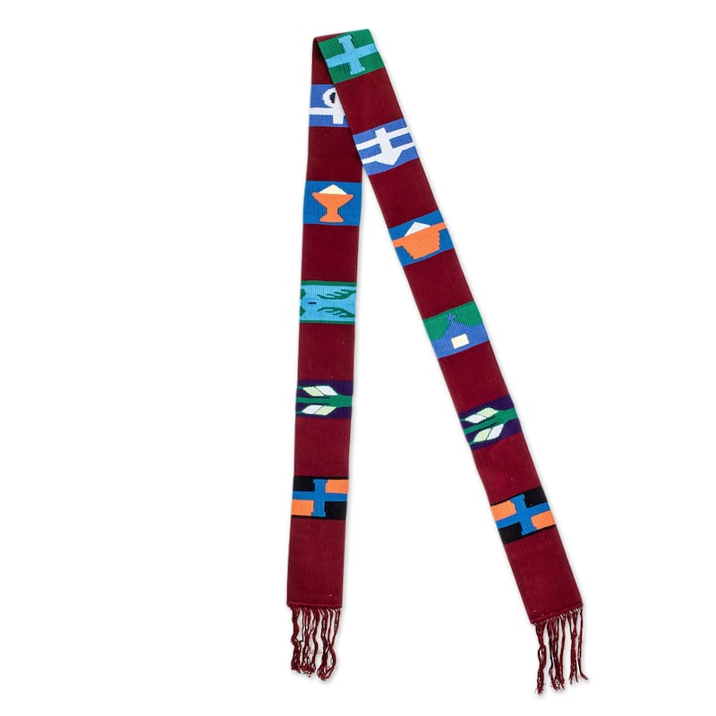 Novica Handmade Solola Totem In Crimson Cotton Table Runner